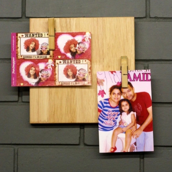 BARISH Home Decors - Photoframe Single Square | Wooden Photoframe Organizer Wall Mount | Holds 2 Photos | Handcrafted with Rubberwood | 20 x 20 x 2cms (H x W x D)