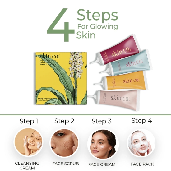 skin co. Brightening Radiance Facial Kit with Vitamin E, B3 & SPF 10