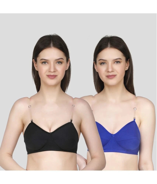 TCG Pack of 2 Cotton Blend Non Padded Womens Everyday Bra ( Blue ) - None