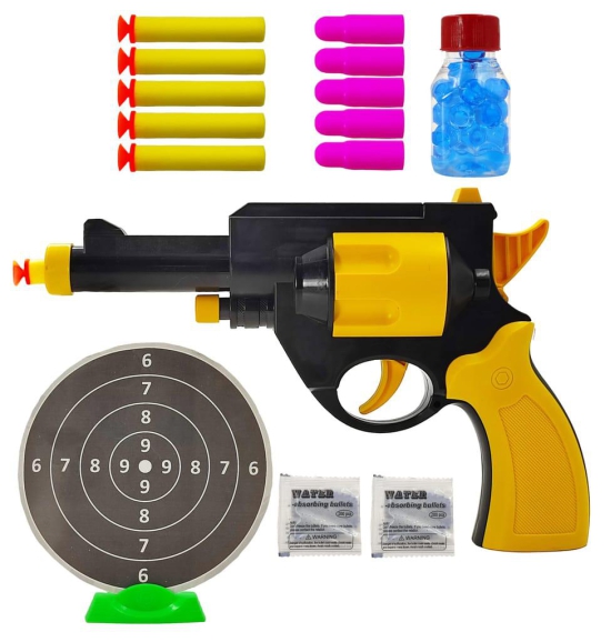 Humaira Revolver Legends Plastic Toy Gun with Suction Bullets, Plastic Bullets, Crystal Bullets, Target Board for Kids Boys