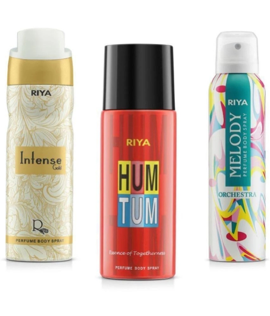 Riya Intense Gold & Hum Tum & Melody Perfume Body Spray for Unisex 150 ml ( Pack of 3 )