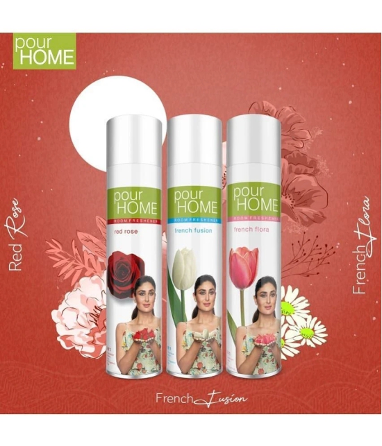 POUR HOME Red Rose , Fusion & Flora Room Freshener 220ML Each(Pack of 3)