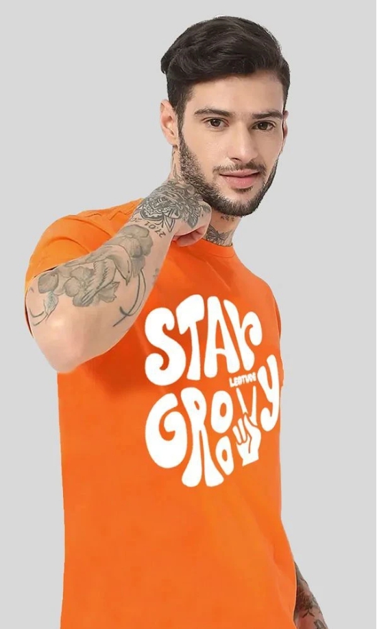 Leotude - Orange Cotton Blend Oversized Fit Mens T-Shirt ( Pack of 1 ) - None