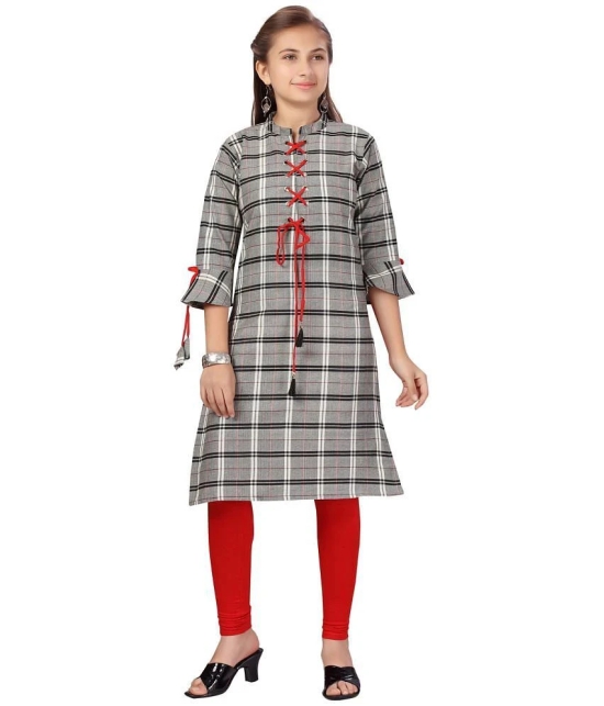 Aarika Gray Cotton Girls Kurti ( Pack of 1 ) - None