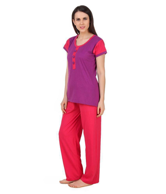 Fasense Cotton Nightsuit Sets - Purple - L