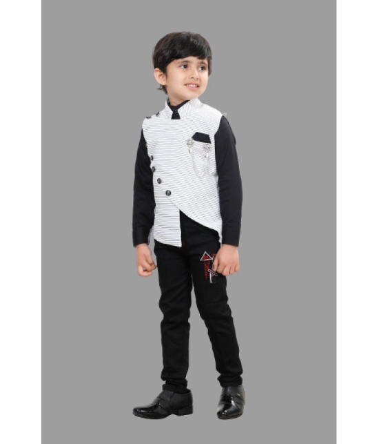 DKGF Fashion - White Cotton Blend Boys Shirt & Jeans ( Pack of 1 ) - None