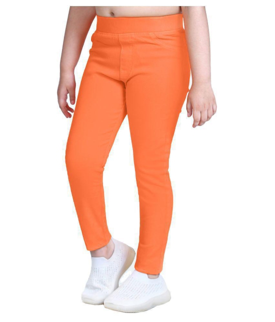 Naughty Ninos - Orange Cotton Girls Leggings ( Pack of 1 ) - None