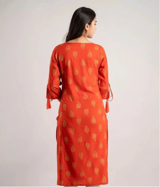 MAUKA - Orange Rayon Womens Straight Kurti ( Pack of 1 ) - None