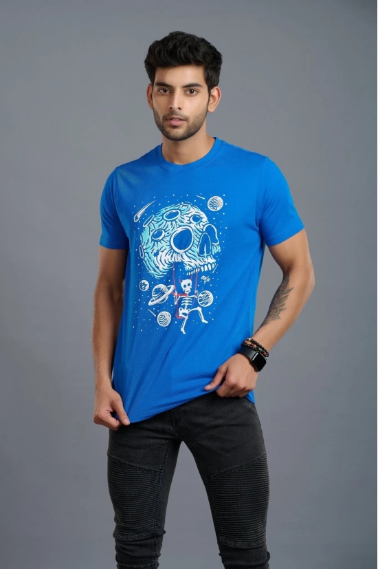 Devils Space Printed Royal Blue T-Shirt for Men XXL