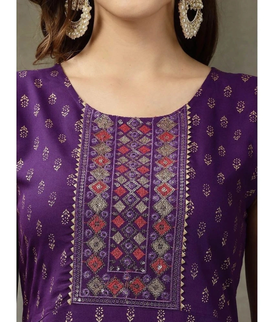 Stylum Rayon Printed A-Line Womens Kurti with Dupatta - Purple ( Pack of 1 ) - None