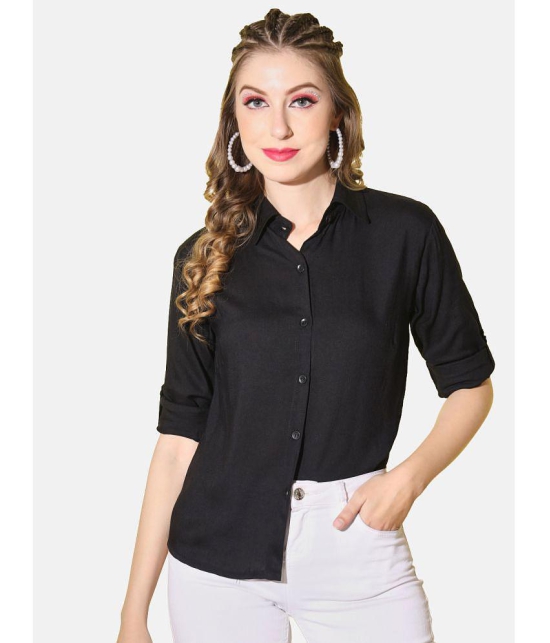 BuyNewTrend - Black Rayon Women''s Shirt Style Top ( Pack of 1 ) - None