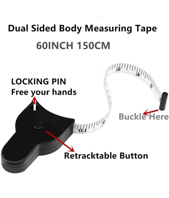 Automatic Telescopic Body Measuring Tape 60 inch(150cm),Lock Pin & Push Button Retract,Self-Tightening Body Measure,Retractable Accurate Waist Measuring Tape (Black)