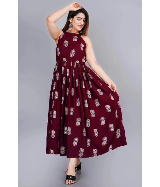 SIPET - Maroon Rayon Womens Anarkali Kurti ( Pack of 1 ) - None