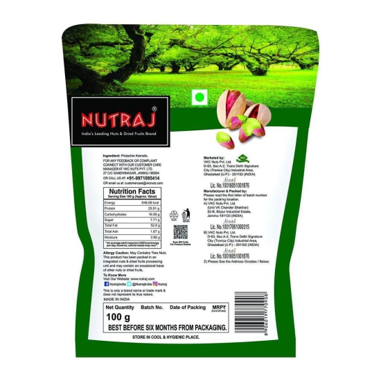 Nutraj California Pistachio Kernels 100g