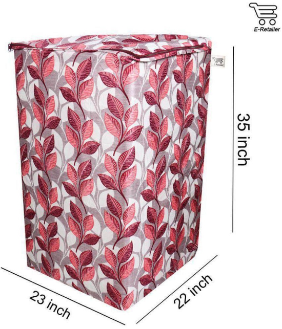 E-Retailer Single Polycotton Pink Leaves Design Top Load 5 KG To 8 KG Washing Machine Covers