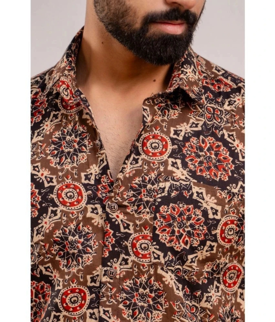 Frionkandy 100% Cotton Regular Fit Printed Half Sleeves Mens Casual Shirt - Brown ( Pack of 1 ) - None