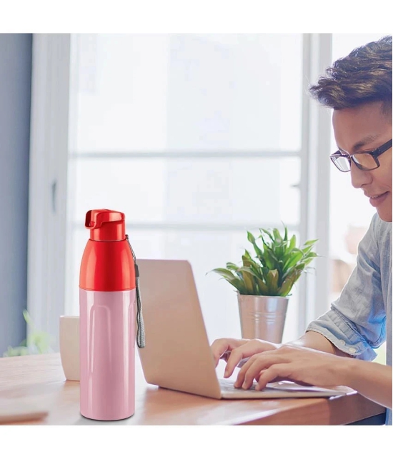 Milton Kool Convex 700 Insulated Inner Pet Water Bottle, 560 ml, Light Red | Easy To Carry | Leak Proof | School | Office | Gym | Hiking | Treking | Travel Bottle - Red