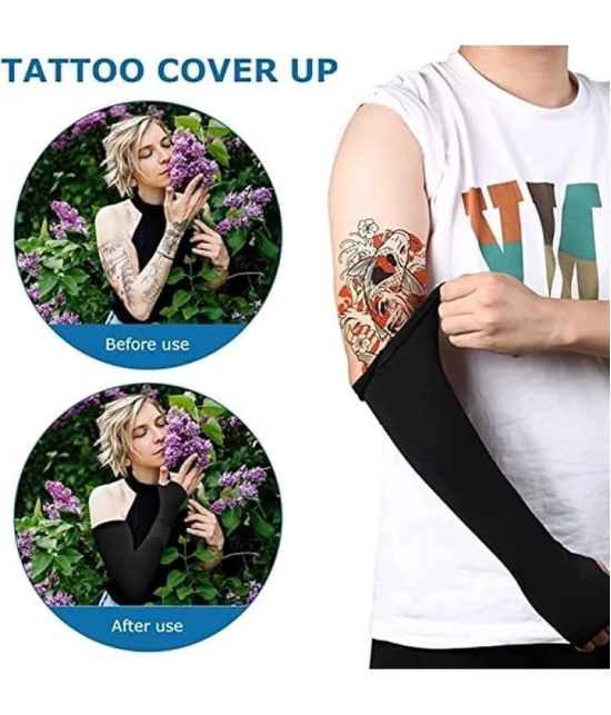 UV Protection Cooling Arm Sleeves - UPF 50 Compression Arm Sleeves for Men/Women/Students for Elbow Brace, Baseball, Basketball, Cycling Sports-Black-bike riding, 1Pair - Freesize