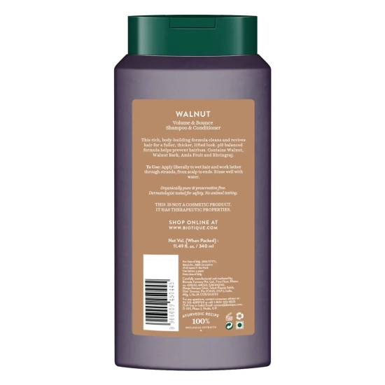 Biotique Bio Walnut Volume & Bounce Shampoo & Conditioner for Fine & Thinning Hair (340ml)-340ml