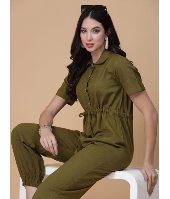 GOD BLESS - Mint Green Cotton Regular Fit Womens Jumpsuit ( Pack of 1 ) - None