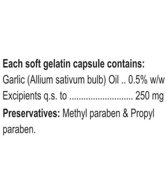 Shreys Garlic Oil for Digestion – 100 Capsules (Improves Overall Health) 100 no.s Unflavoured Minerals Softgel