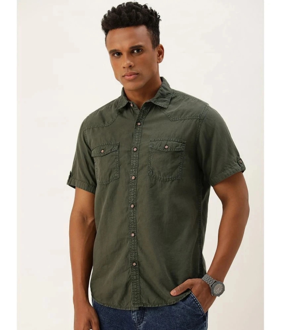 Bene Kleed - Olive Cotton Blend Regular Fit Mens Casual Shirt ( Pack of 1 ) - None