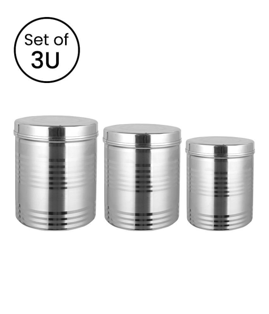 HOMETALES Stainless Steel Deep Dabba/ Food Storage Container 1700ml, 1400ml,800ml,Silver(3U) - Silver