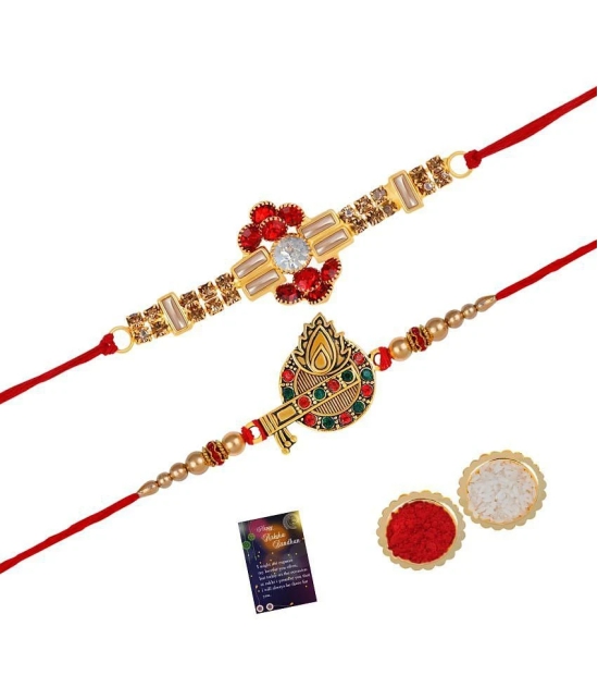 Silver Shine - Red Rakhi Combo ( Pack of 2 ) - None