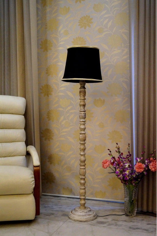 Classic Floor Lamp Black & Brown with (Bulb Not Included)-Black & Brown