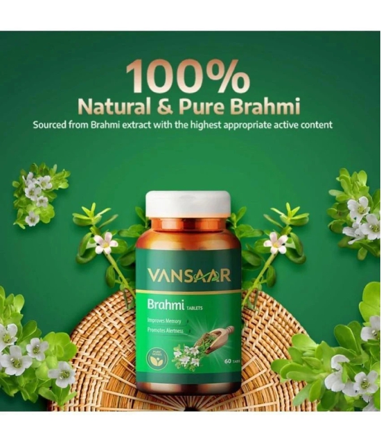 Vansaar Brahmi Tablets, Helps Improve memory, Made with 100% Pure Brahmi, 60 Tablets