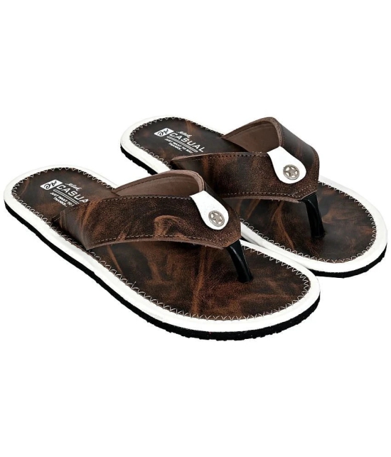 Altek - Brown Mens Thong Flip Flop - None