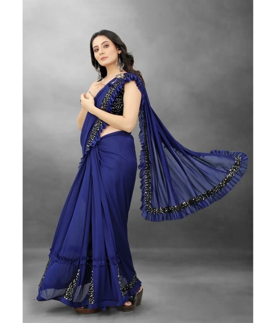 Apnisha - Blue Lycra Saree With Blouse Piece ( Pack of 1 ) - Blue