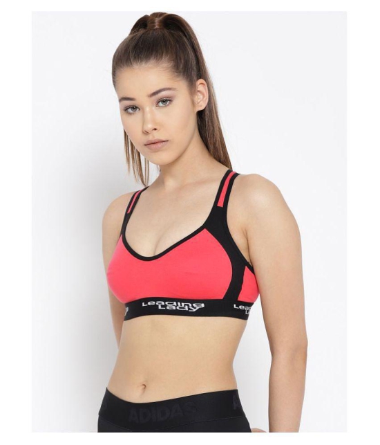 Leading Lady Coral Cotton Lycra Color Blocking Sports Bra - 36