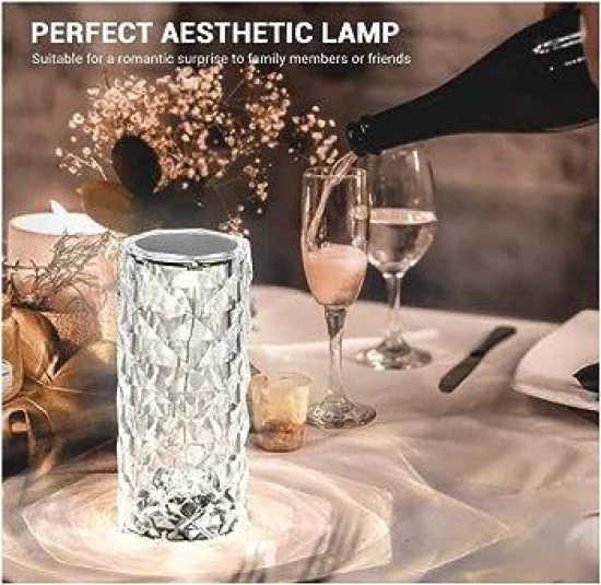 Crystal Lamp,16 Color Changing Rose Crystal Diamond Table Lamp,USB Rechargeable Touch Bedside Lamp Night Light with Remote Control, for Bedroom Living Room