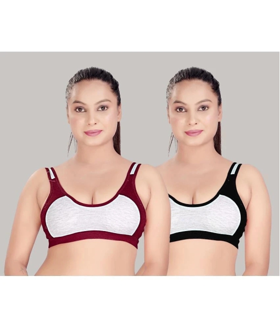 HAYA Pack of 2 Cotton Non Padded Womens Everyday Bra ( Multicolor ) - None