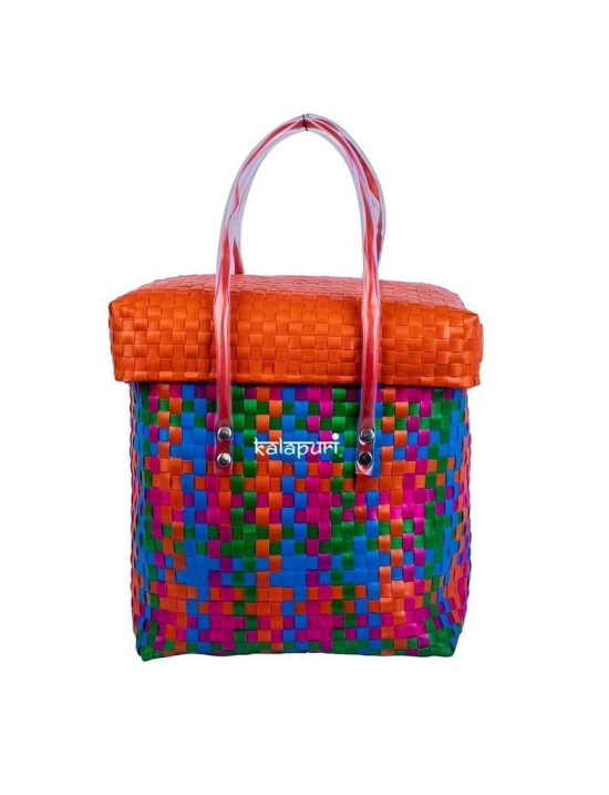 Handcrafted Colourful Basket with lid