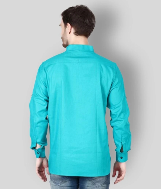 Springberry - Turquoise Cotton Slim Fit Mens Casual Shirt ( Pack of 1 ) - None