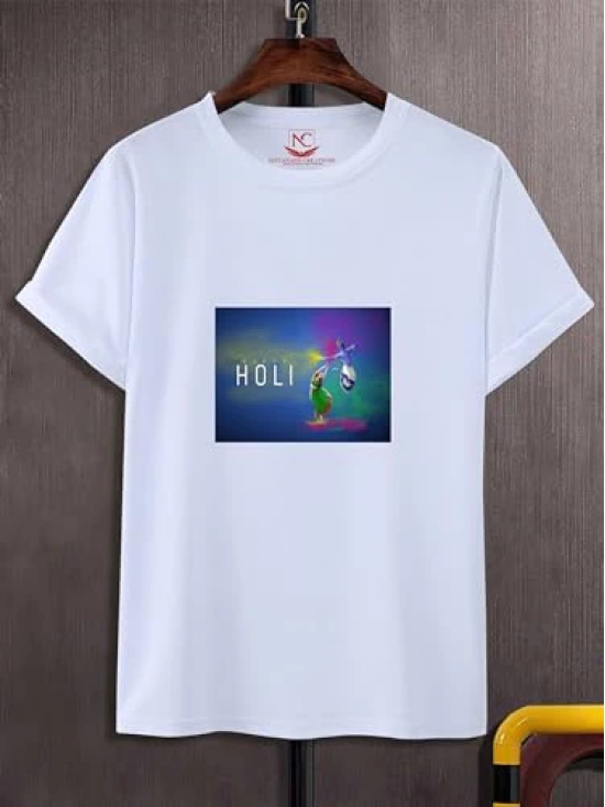 NITYANAND CREATIONS Round Neck White Holi T-Shirt for MEN-HOLI-T-SHIRT-11506-XL