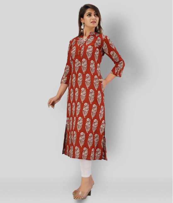 SVARCHI - Maroon Cotton Women''s Straight Kurti ( Pack of 1 ) - XL