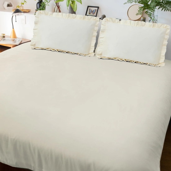 Solid Colour 100% Cotton, 270 TC Queen Bedsheet Beige Queen / Double