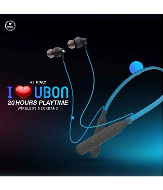 UBON BT-5250 Bluetooth Bluetooth Neckband On Ear 20 Hours Playback Active Noise cancellation IPX4(Splash & Sweat Proof) Blue