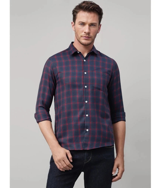 UrbanMark Cotton Blend Slim Fit Checks Full Sleeves Mens Casual Shirt - Blue ( Pack of 1 ) - None