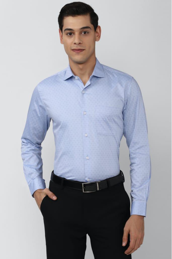 Men Blue Regular Fit Formal Full Sleeves Formal Shirt