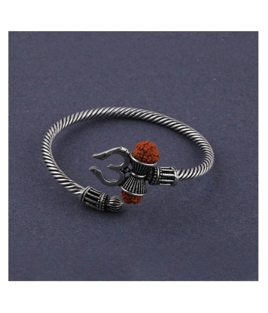 SILVER SHINE Adjustable  Trishul Damroo Rudraksha Bahubali Kada Bracelet Mahakal For Men Boys Girls - None