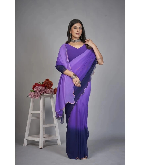 Apnisha Georgette Dyed Saree With Blouse Piece - Purple ( Pack of 1 ) - Purple