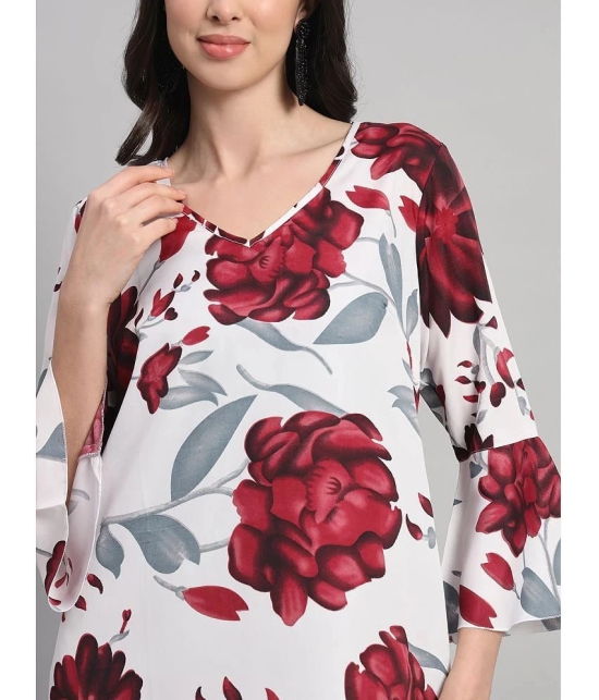 Curvydrobe Crepe Printed Mini Womens A-line Dress - White ( Pack of 1 ) - None