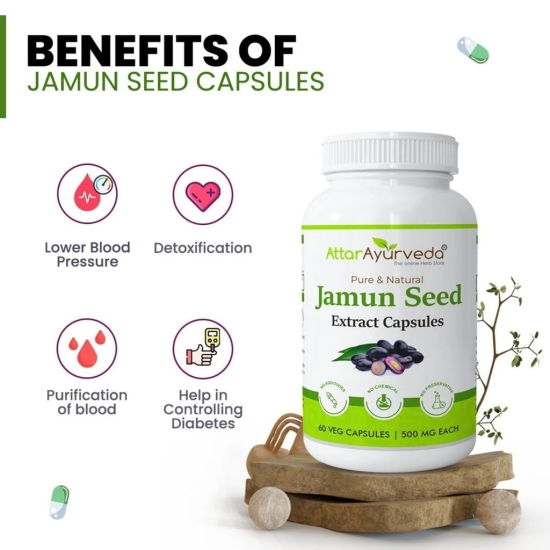 Attar Ayurveda Jamun Seed Extract Capsule 500mg, 60 capsules