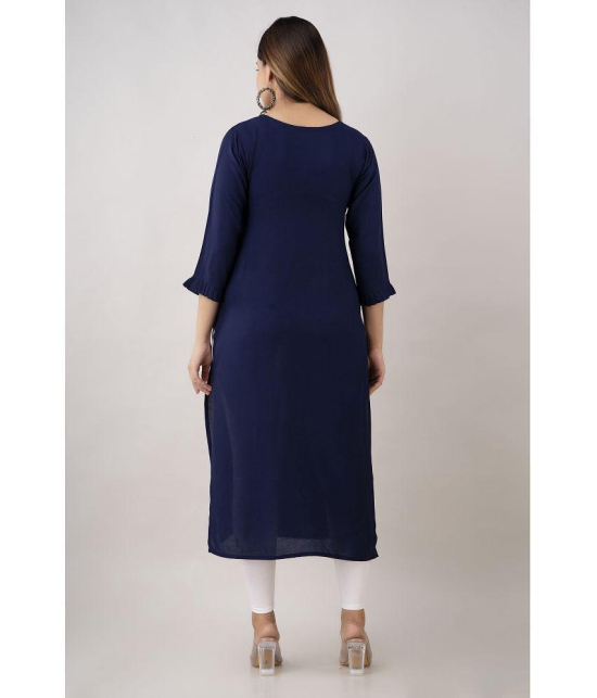 Kapadia - Navy Rayon Womens Straight Kurti ( Pack of 1 ) - None