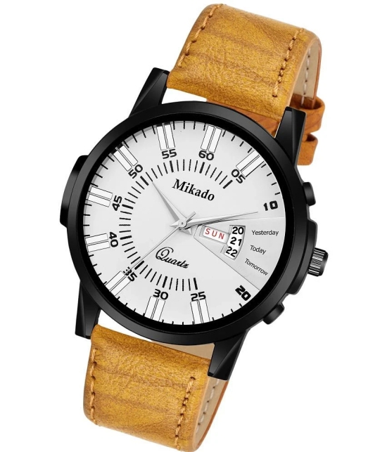 Mikado Brown Leather Analog Mens Watch