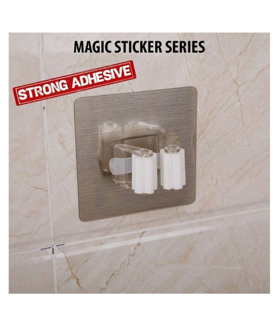 sell4you 2Pcs Magic Sticker Series Self Adhesive Mop and Broom Holder Wall Mounted Multifunction for Home/Kitchen